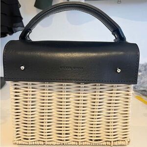 Wicker Wings Kuai Bag Black Straw Natural $363